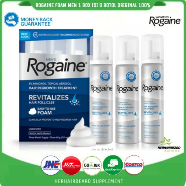 Rogaine foam - rogaine foam minoxidil 5% 1 box isi 3 botol - rogaine - minoxidil 5% foam