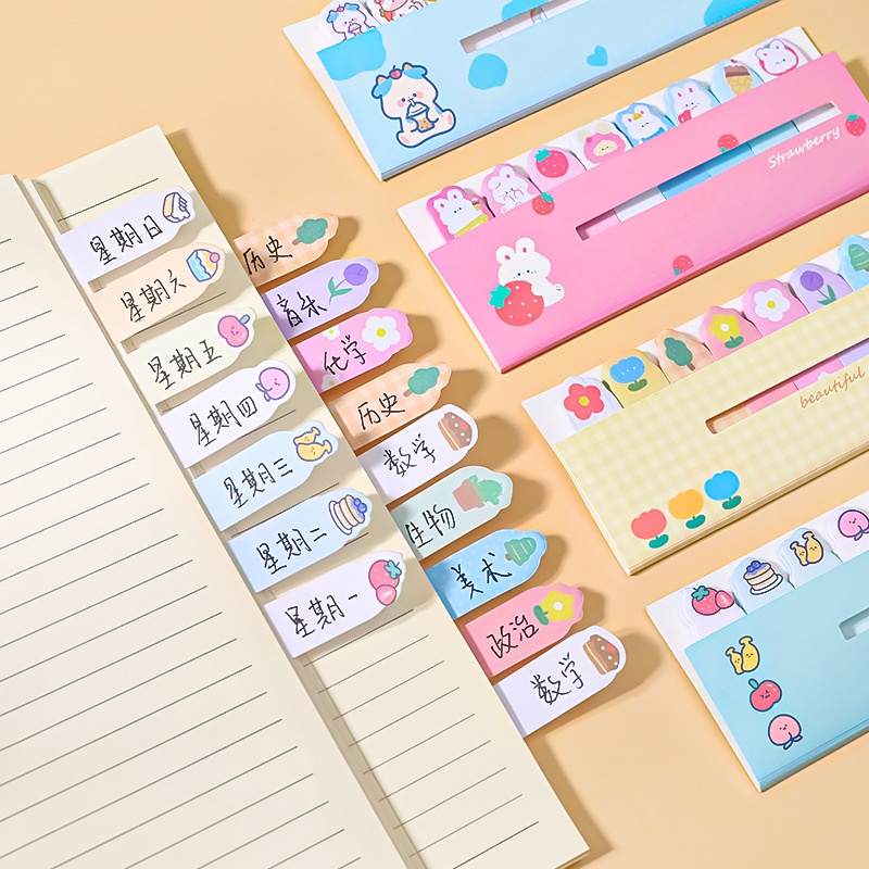 120 Lembar Stiker Memo Pad Sticky Notes Mini Desain Hewan Kawaii Untuk Stationery Sekolah