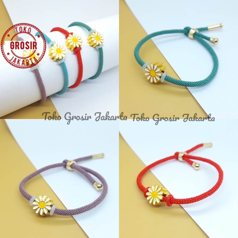 Gelang Tali Serut Liontin Bunga Matahari Gelang Tali Serut Adjustable