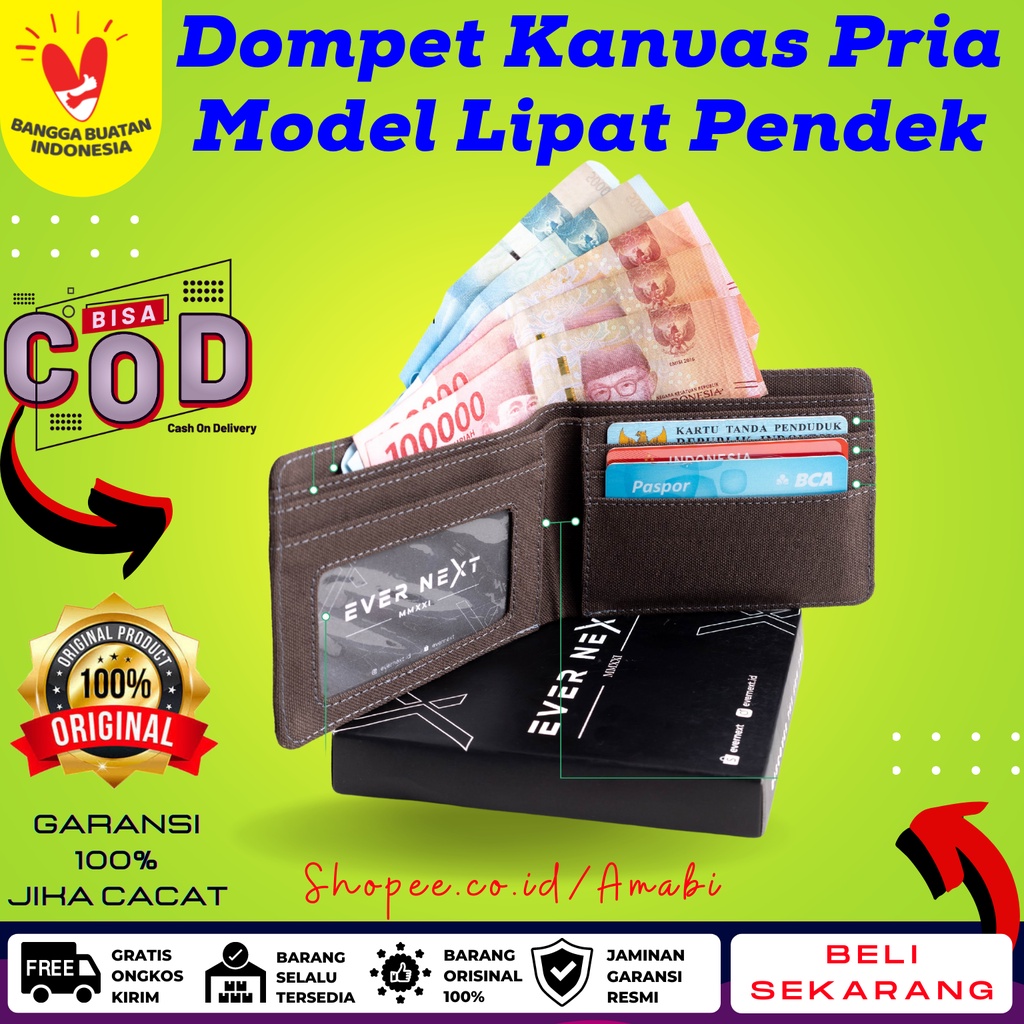 Dompet Pria Dompet Kanvas Pria Dompet Lipat Pria Dompet Pendek Distro Pria Dompet Denim - Evernext