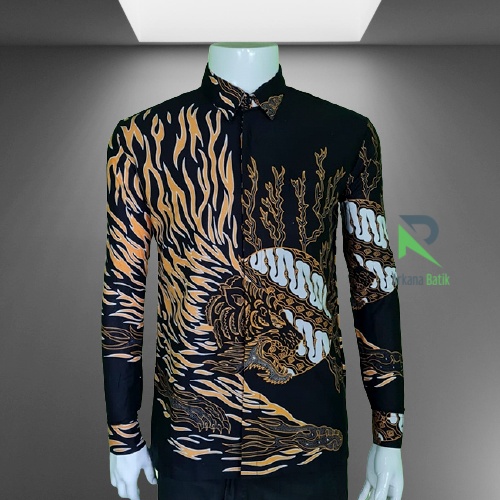 SLIMFIT BATIK Arkana Tiger Special Premium Kemeja Baju Pria Lengan Panjang Motif Modern Slim Fit