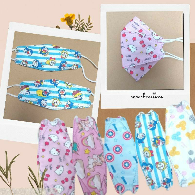 MASKER ANAK KF94 MOTIF PRINT KOREA KARAKTER LUCU COWOK CEWEK MIX/BTS/DINO/BT21/PRINCESS/HELLO KITTY/