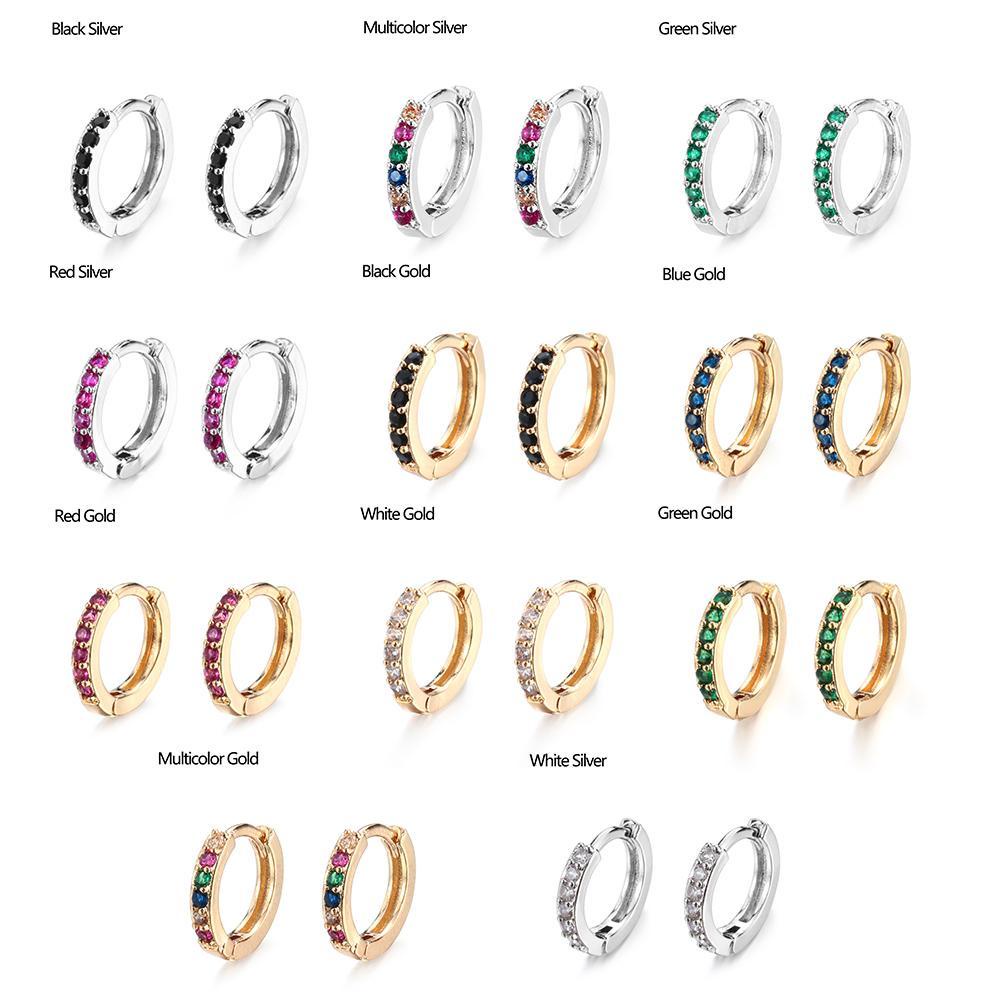 Nanas Warna-Warni CZ Anting Wanita Pria Fashion Perhiasan Cincin Hidung Helix Tulang Rawan Tragus Tubuh Perhiasan Huggie Hoop Earring CZ Telinga Tindik