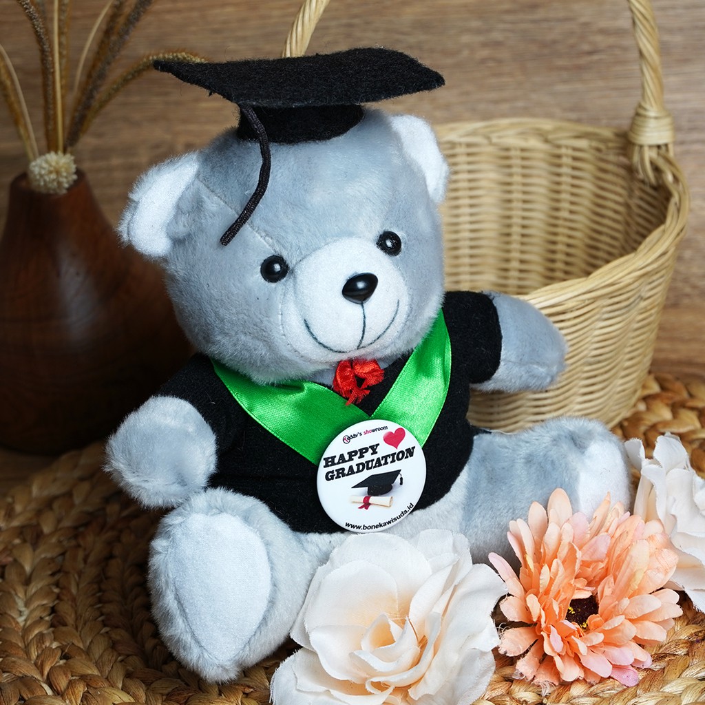 THE BEST !!GROSIR! Boneka Wisuda Sedang Gratis Selempang Nama, logo kampus dan bonus plastik  Parcel