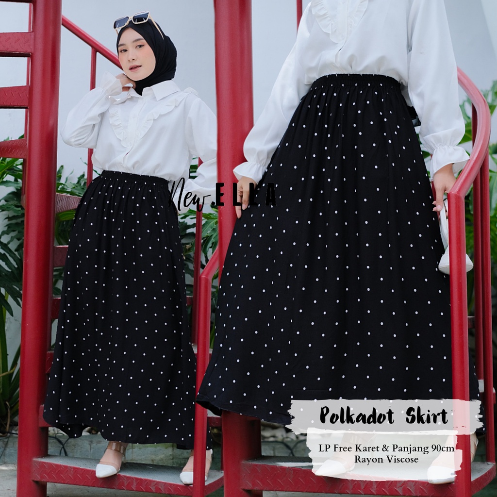 POLKADOT FLARE SKIRT / ROK PANJANG WANITA-1