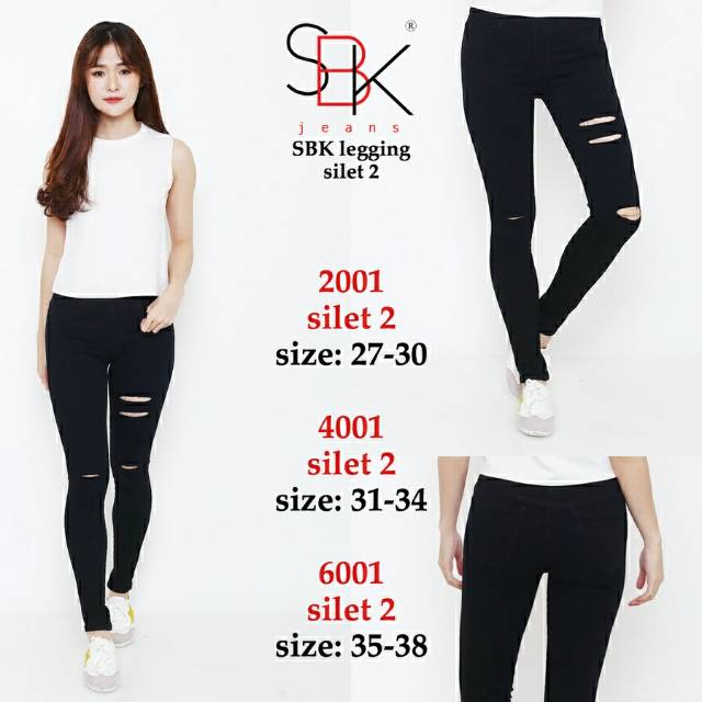 Celana Jegging/Legging Cewek/Wanita Sobek Silet Bagus Mantap Stretch silet sbk