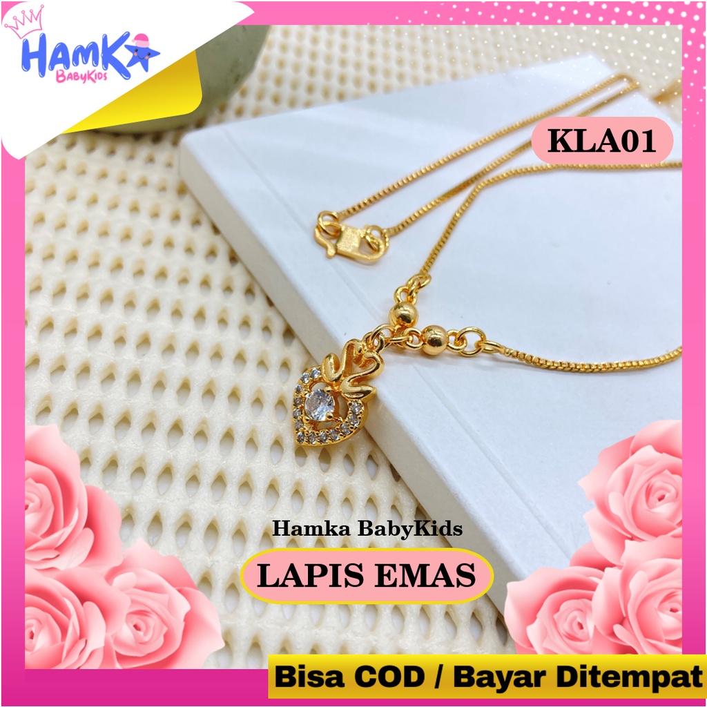 Perhiasan Kalung Anak Perempuan Xuping Lapis Emas Motif Hati KLA01.05.07 Anti Karat Bayi Titanium