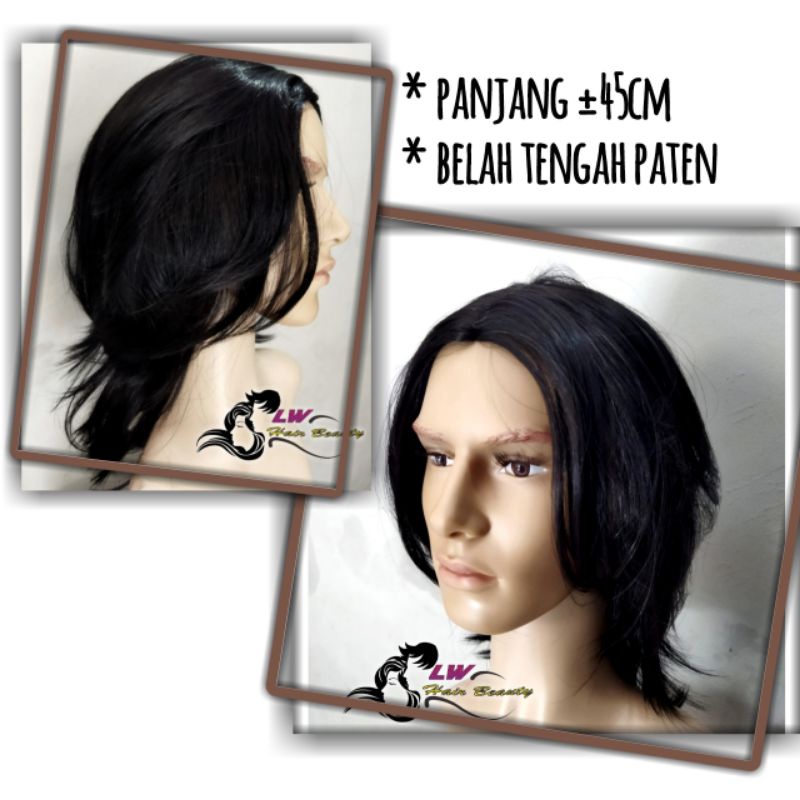 Jual Wig Rambut Palsu Pria Belah Tengah Panjang | Shopee Indonesia