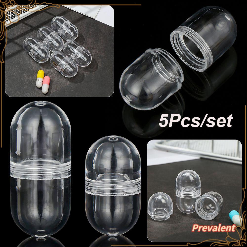 5pcs / set Botol Kapsul Kosong Portabel Tahan Air Untuk Obat