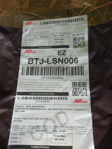 Batik Setelan Lengan Panjang Motif Ahwan Lapis Furing