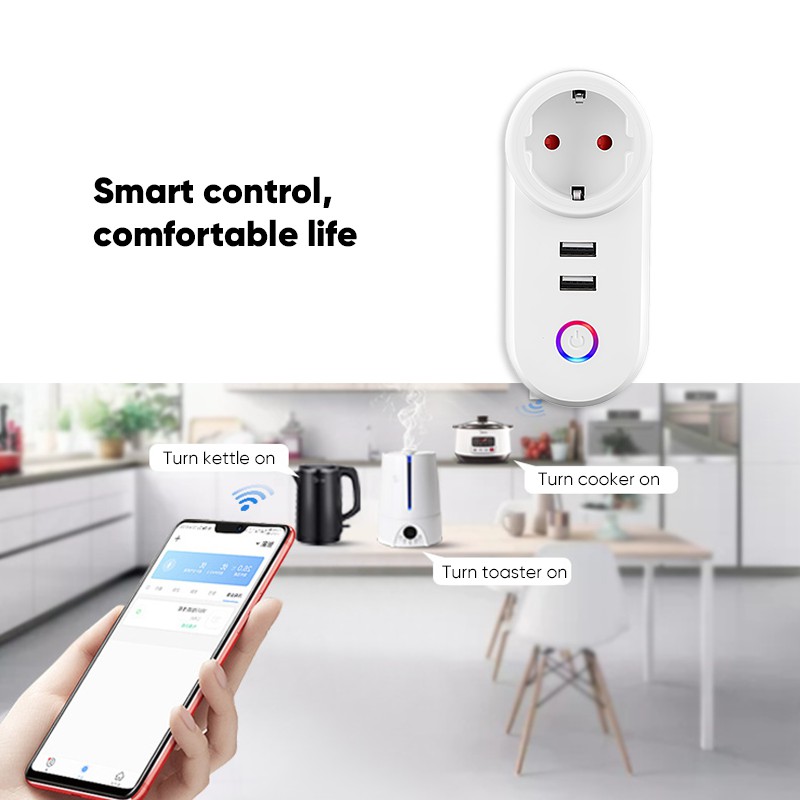 Bepop Smart Stop Kontak Wifi Smart Plug Socket 2 USB Ports APP Control