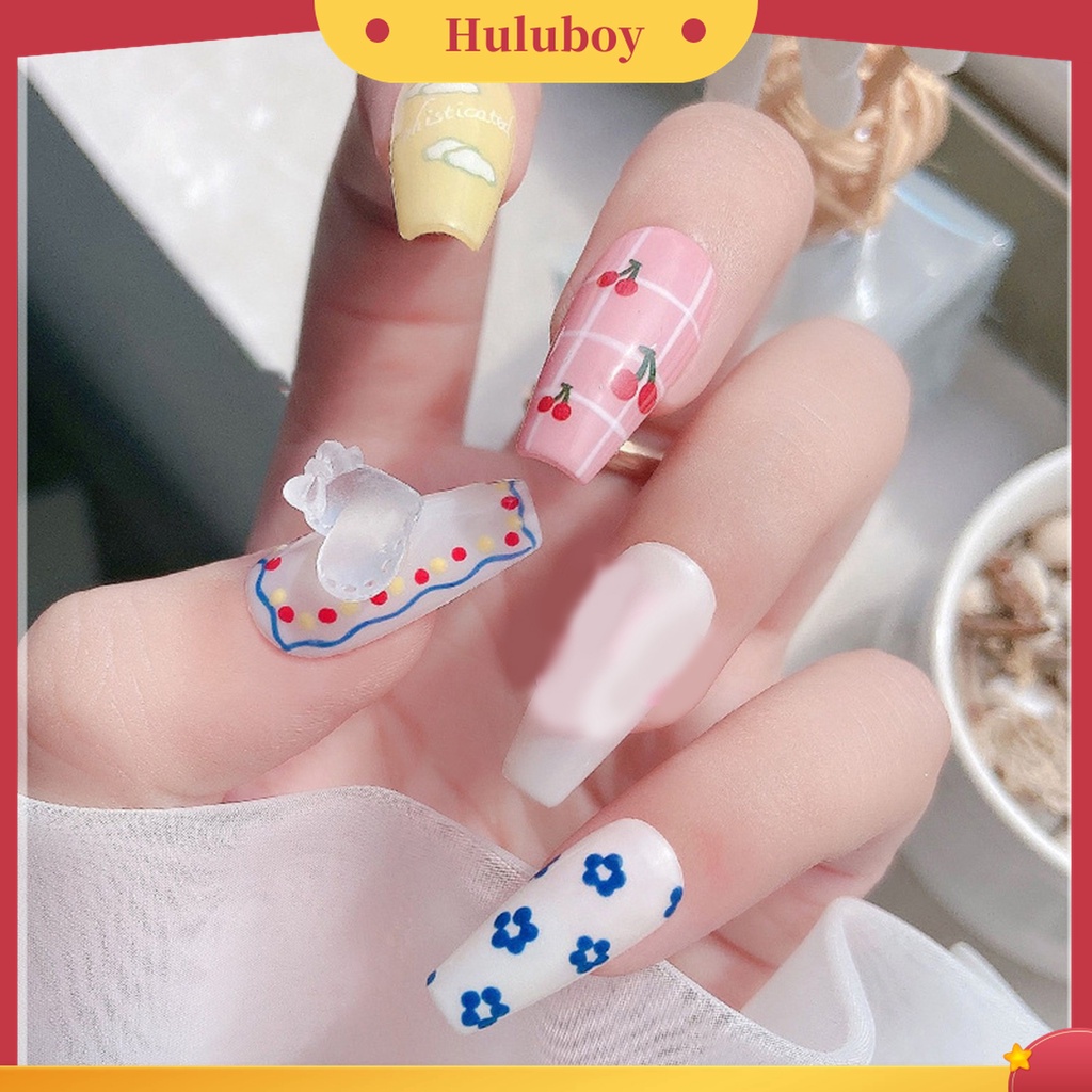 Huluboy Huluboy♡ 20pcs / Set Hiasan Kuku Motif Kartun Aksen Berlian Imitasi Translucent Tahan Lama Untuk Nail Art