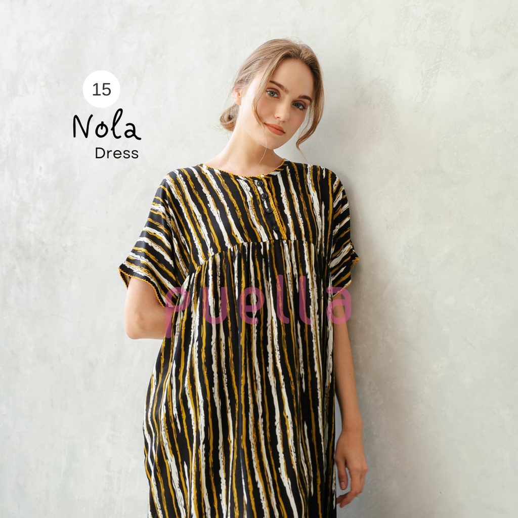 Puella - Daster Nola Series 15 | Daster Panjang | Daster Adem | Baju Tidur Ibu Hamil | Daster Busui Friendly | Daster Santai | Sleepwear | Homedress | Daster Jumbo | Homewear-4