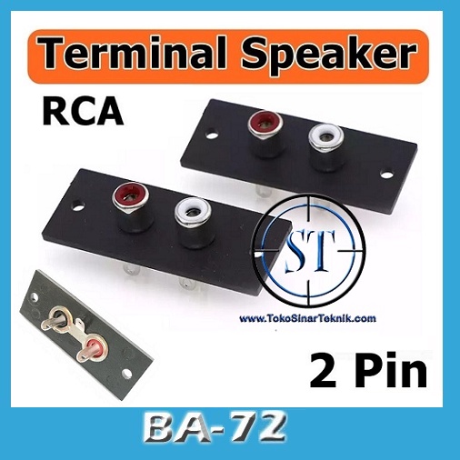 BA-72 Socket Rca 2P+Link(Grounded) Dudukan RCa 2 Lubang PCB Box Power Kotak Persegi merah Hitam Audio Suara Sound System