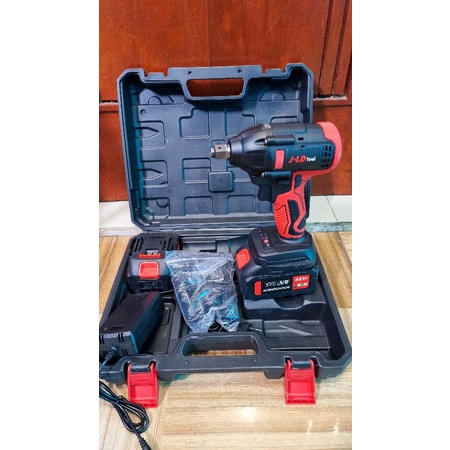 JLD IMPACT WRENCH CORDLESS - MESIN BOR 48V 2 BATERAI JV88 J.LD TOOL MERAH