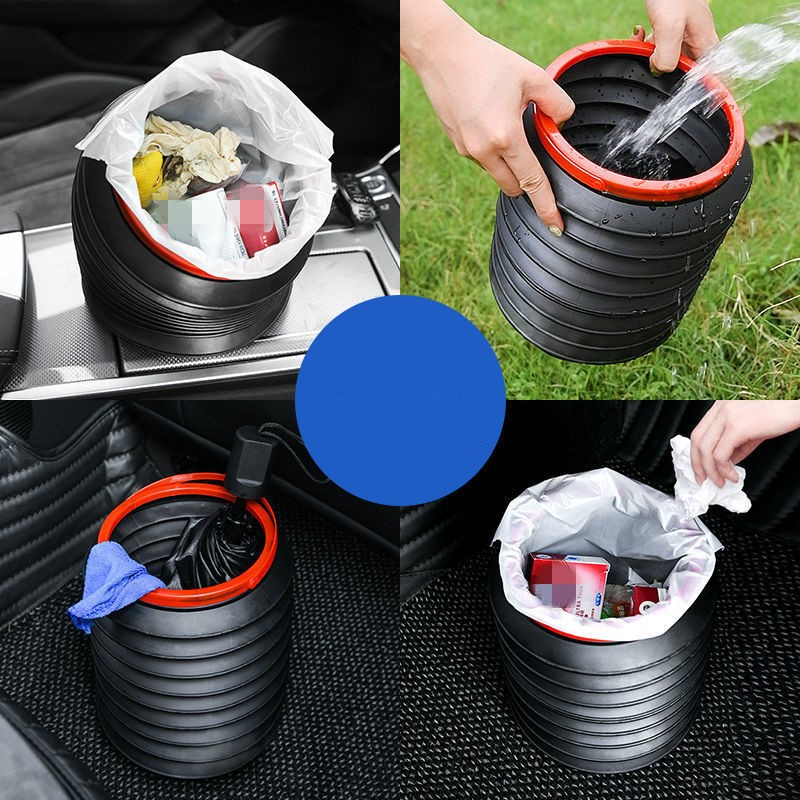 1pc Tempat Sampah Lipat Portable 4L Anti Air Untuk Mobil