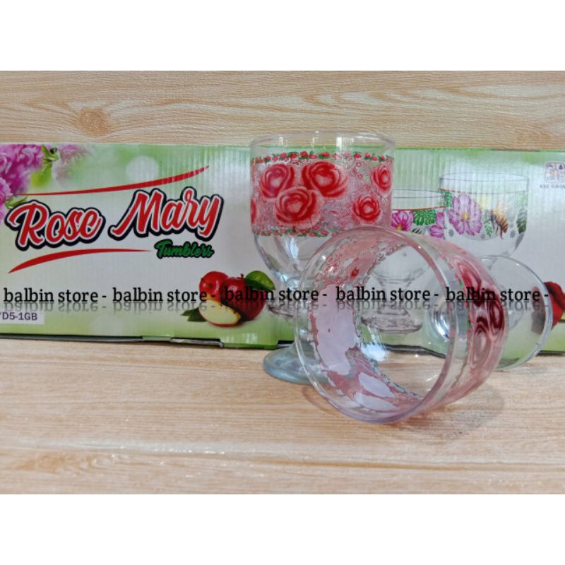 balbin gelas kaca - gelas wine -gelas rose mary-satu set isi 5pcs-gelas jus viral