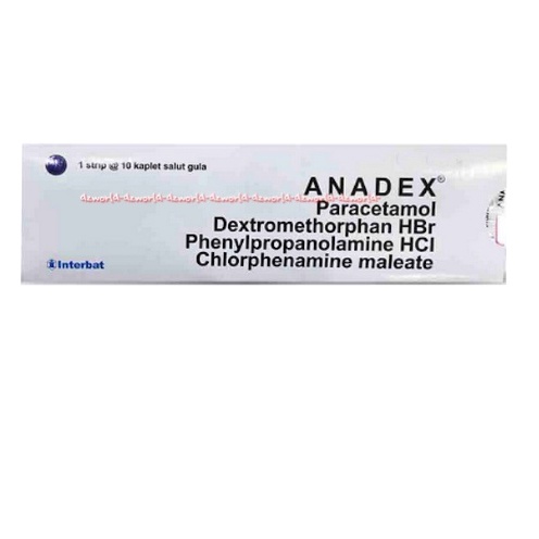 Anadex Paracetamol Dextromethorphan  10kaplet Obat Penurun Demam Anadek Ana Dex