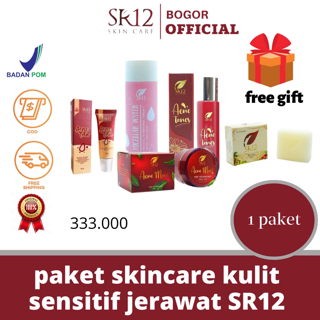 Sr12 Paket Skincare Lengkap Untuk Jenis Kulit Jerawat Dan Sensitif / Skincare Herbal Untuk jerawat/ 