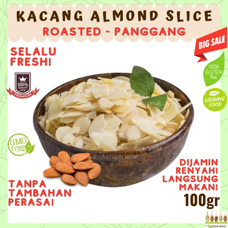 

Kacang Almond Slice Panggang 100gr Almond Slice Roasted 100gr kacang almond iris topping brownies bahan kue