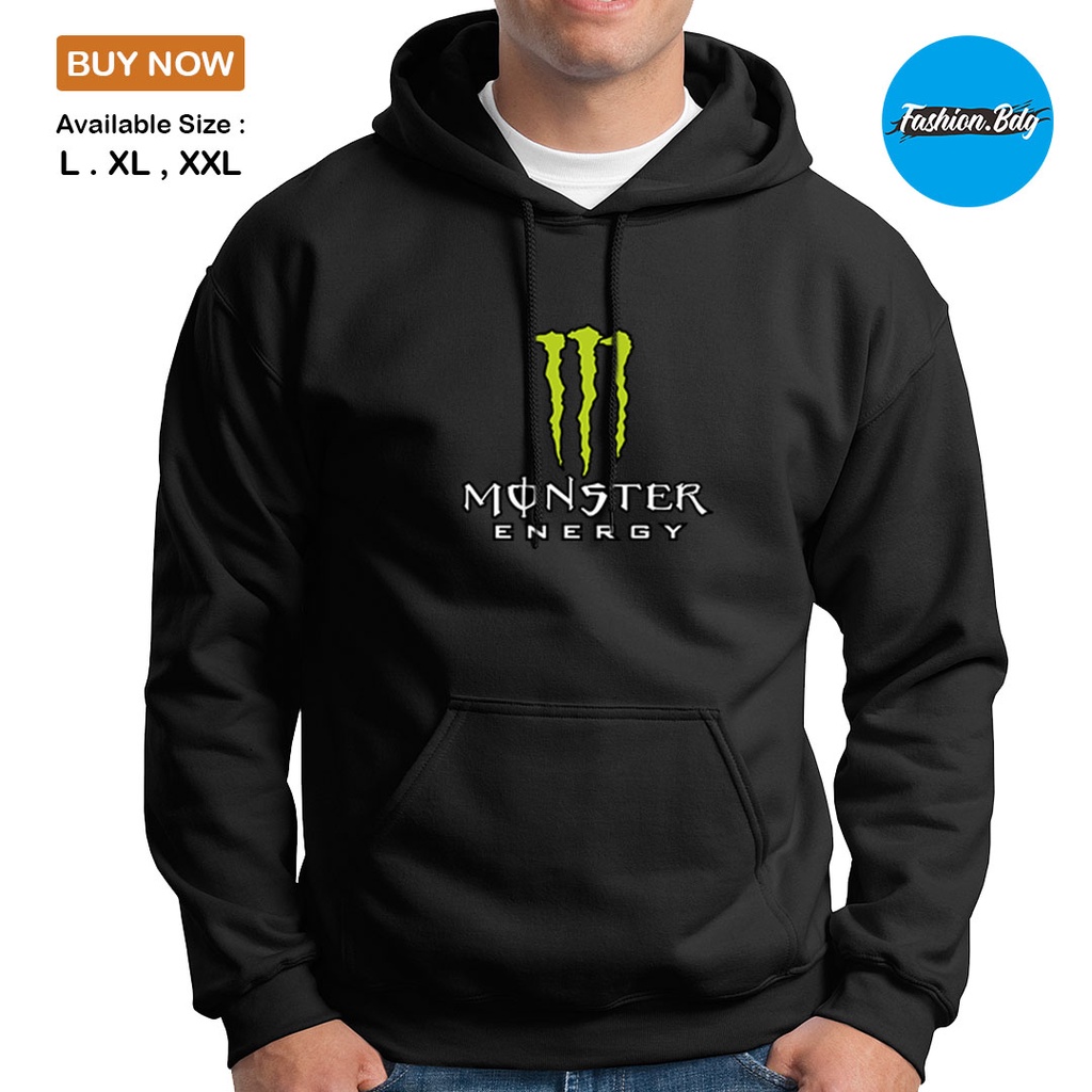 JAKET SWEATER HOODIE MONSTER ENERGY BAHAN FLEECE UK L-XXL