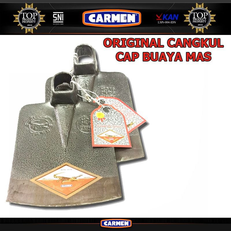 ORIGINAL Cangkul Pacul Buaya Mas Carmen Export Quality / Pacul Sawah Anti Lengket / Cangkul Kebun /bangunan/proyek/ Bahan Material Terbuat Dari Baja Rel Kereta Api