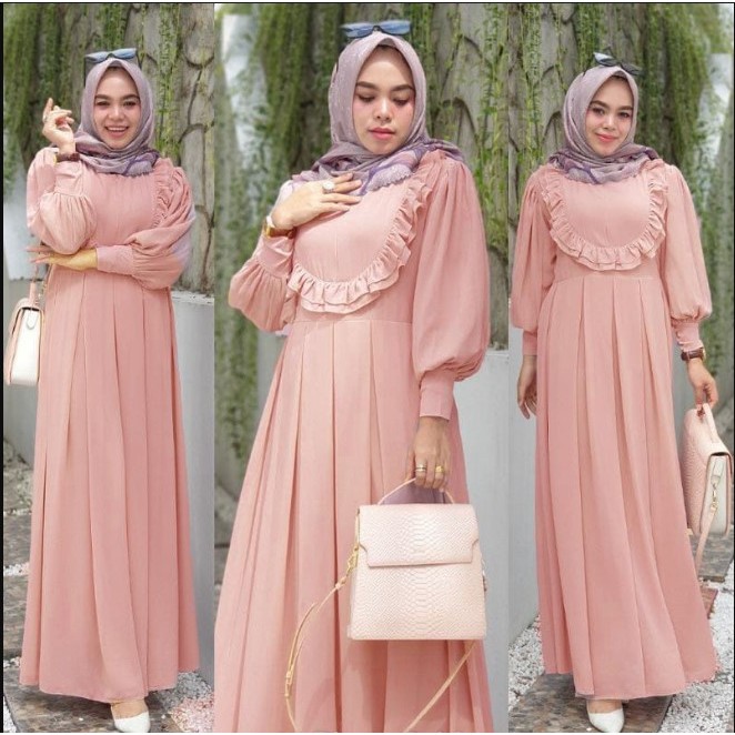 Baju Gamis rempel munna abaya turkey turki busui bumil payet rayon premium brukat terbaru murah