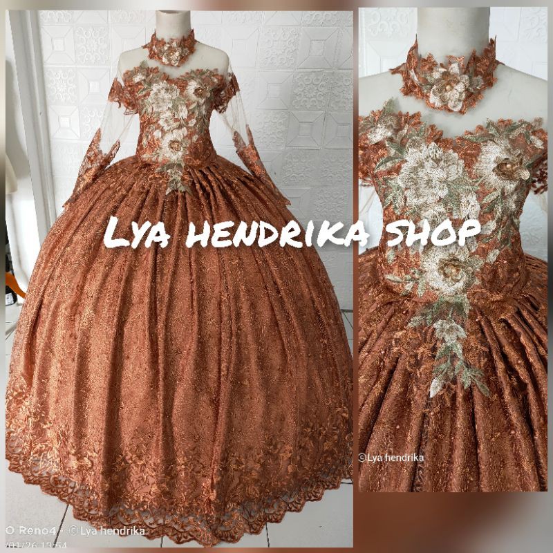 gaun pengantin/ballgown mocca dan coklat