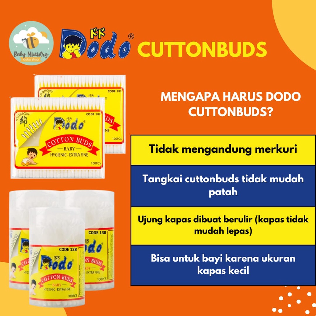 DODO COTTON BUDS (PEMBERSIH TELINGA BAYI) KOREK KUPING