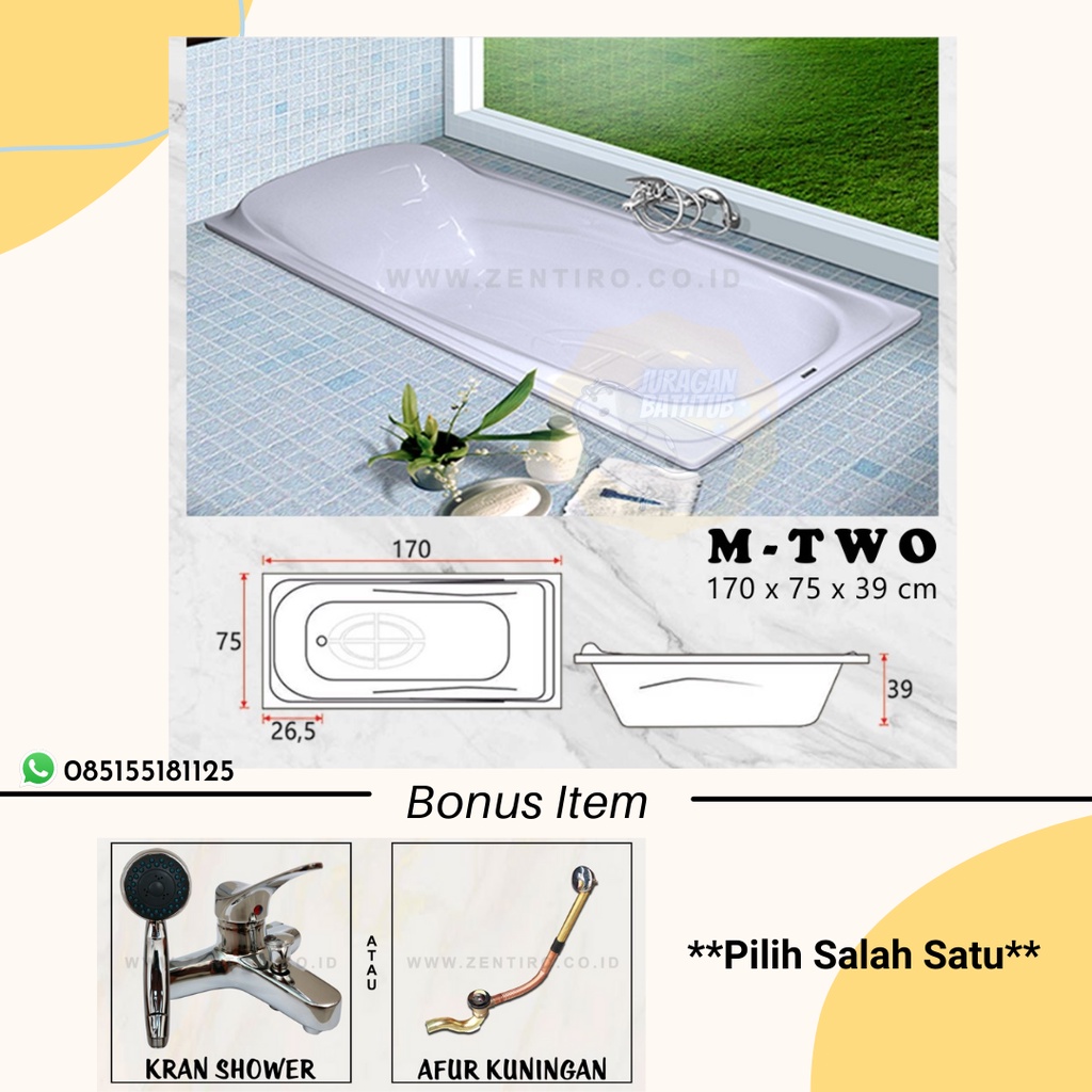 Bathtub Tanam 170 Zentiro MTwo Bathtub Long