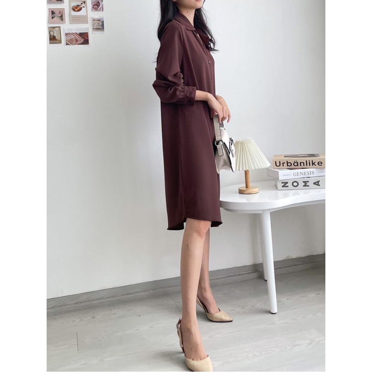 Kadaka D-0206 Midi Dress Kancing Wanita Long Outer Crepe Premium