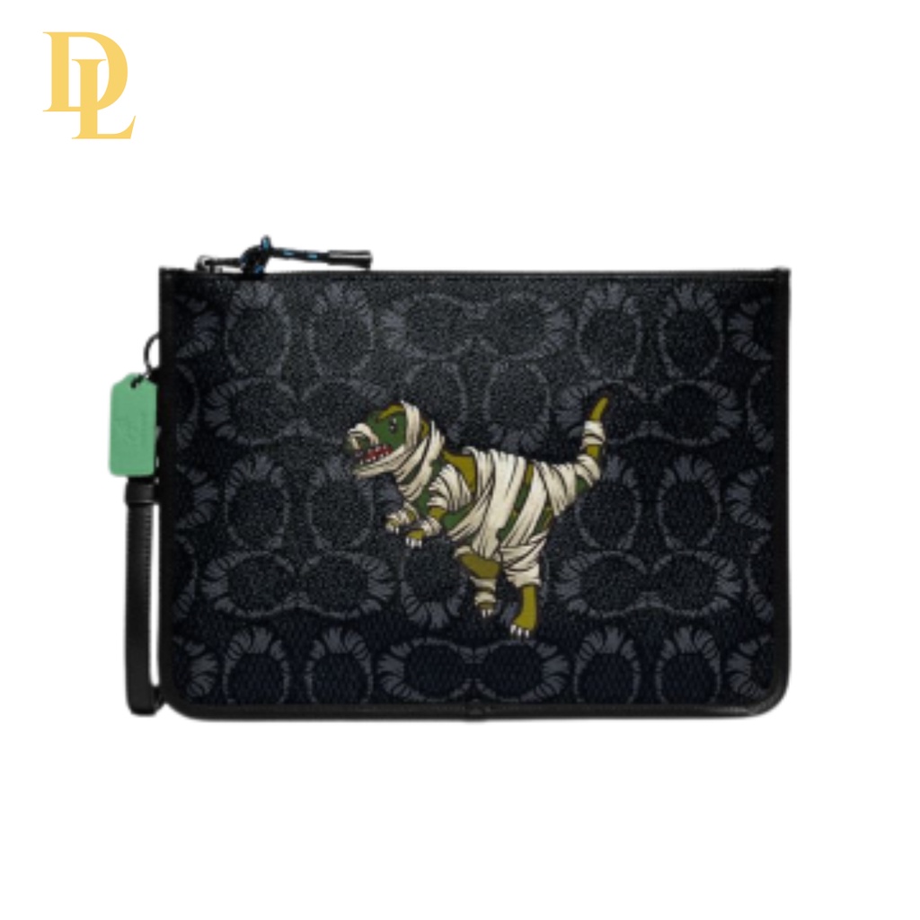 Coach X Michael B. Jordan Charter Pouch In Mummified Signature Canvas With Rexy (C6932)