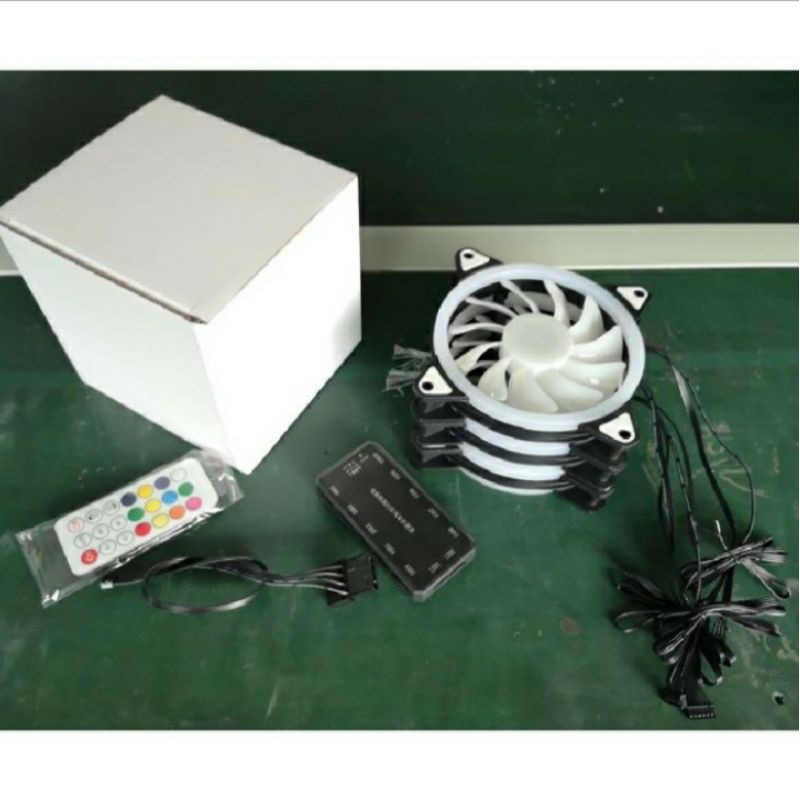 FAN RGB 3 BUAH + 1 CONTROLLER + 1 REMOTE / FAN CASING RGB / FAN CASE