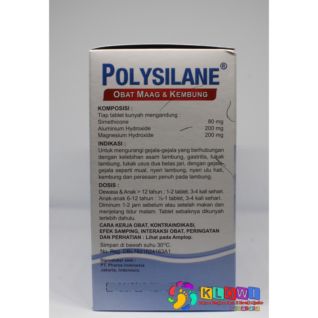 Polysilane Tablet Kunyah (Bundling 5 Strip)  @Strip 8 Tablet Kunyah,Obat Maag,Obat Kembung