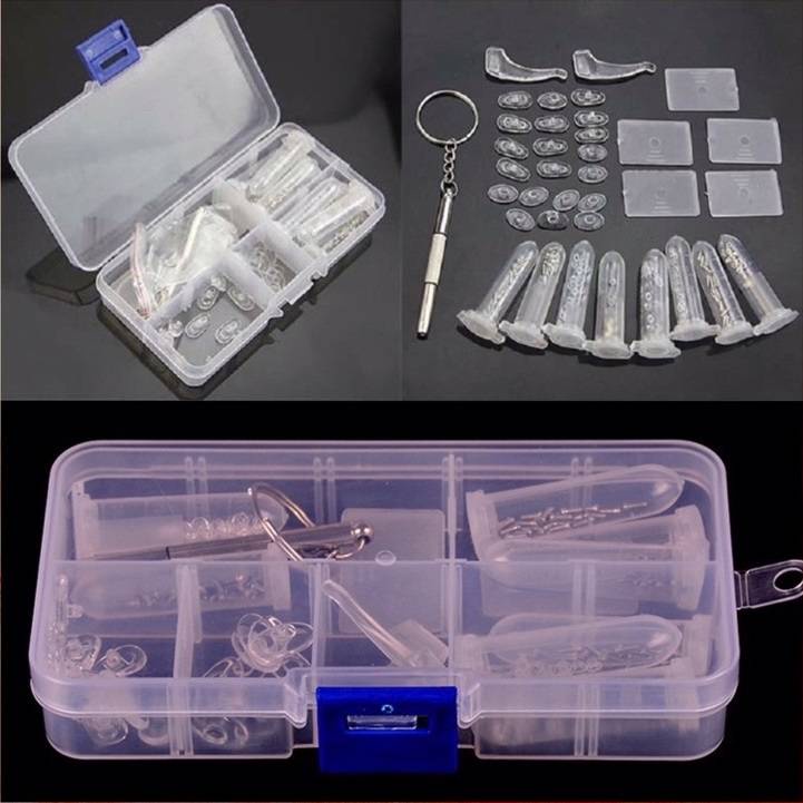 Obeng Reparasi Kacamata Set Perlengkapan Kacamata Baut Sekrup Mur Obeng Nose Pad Earhook Nosepad Silicon