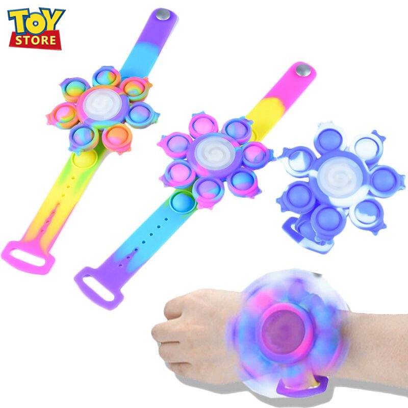 Mainan Fidget Spinner Dengan Lampu LED Bahan Silikon Untuk Anak Perempuan