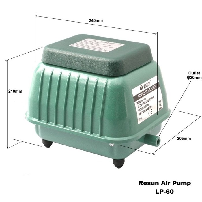 Aerator Resun LP-60 Pompa Udara Air Pump LP60 Kolam Ikan Aquarium