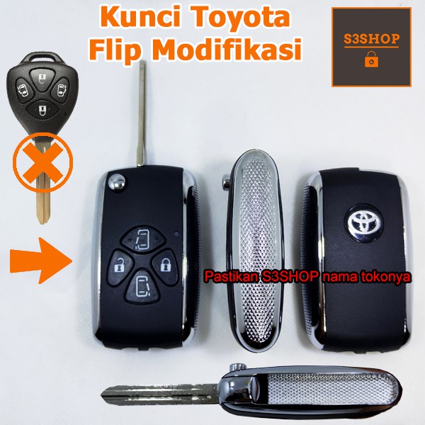 Casing Kunci Lipat Flip Key 4 Tombol Toyota Alphard Vellfire