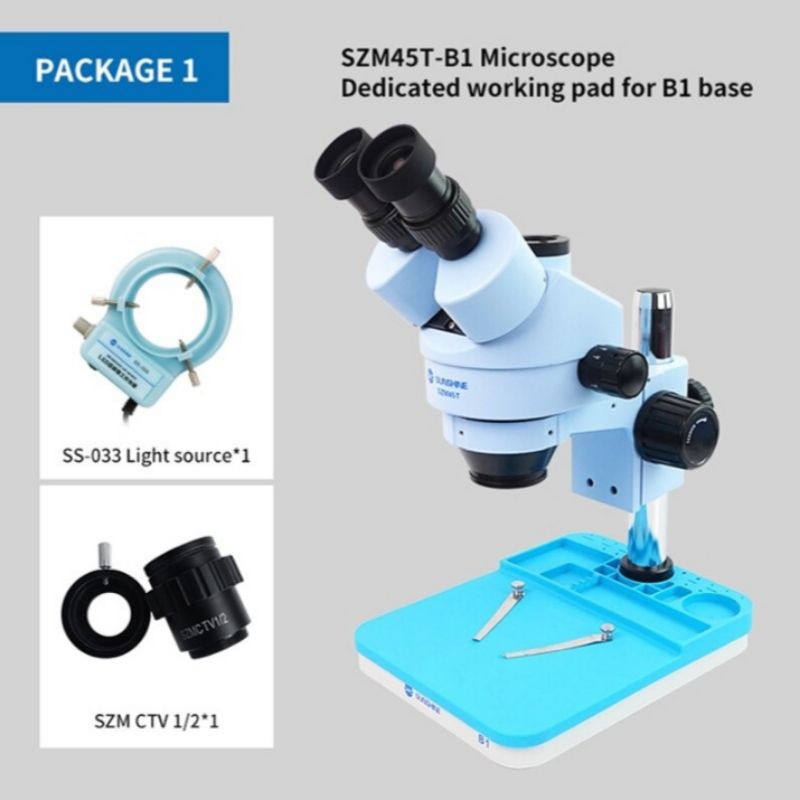 MICROSCOPE TRINOKULAR SUNSHINE SZM45T-B1 PLUS LAMPU ORIGINAL