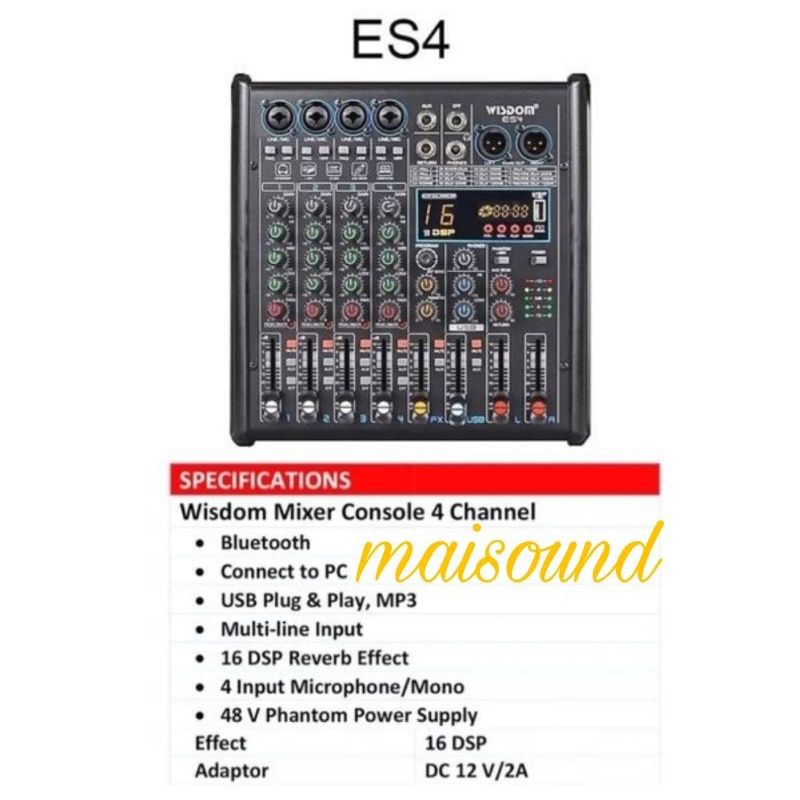 MIXER WISDOM ES4 ORIGINAL MIXER WISDOM ES 4 CHANNEL WITH BLUETOOTH