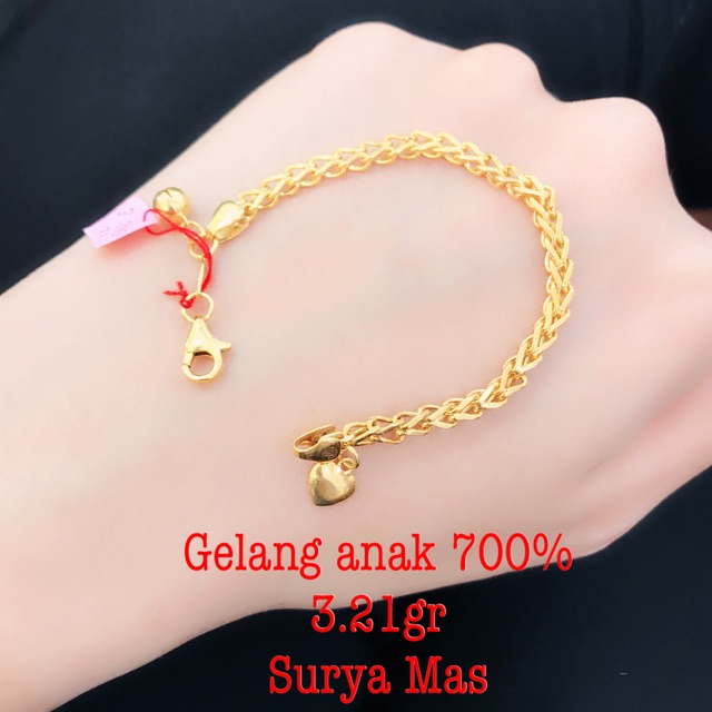 Gelang anak rantai emas 700%