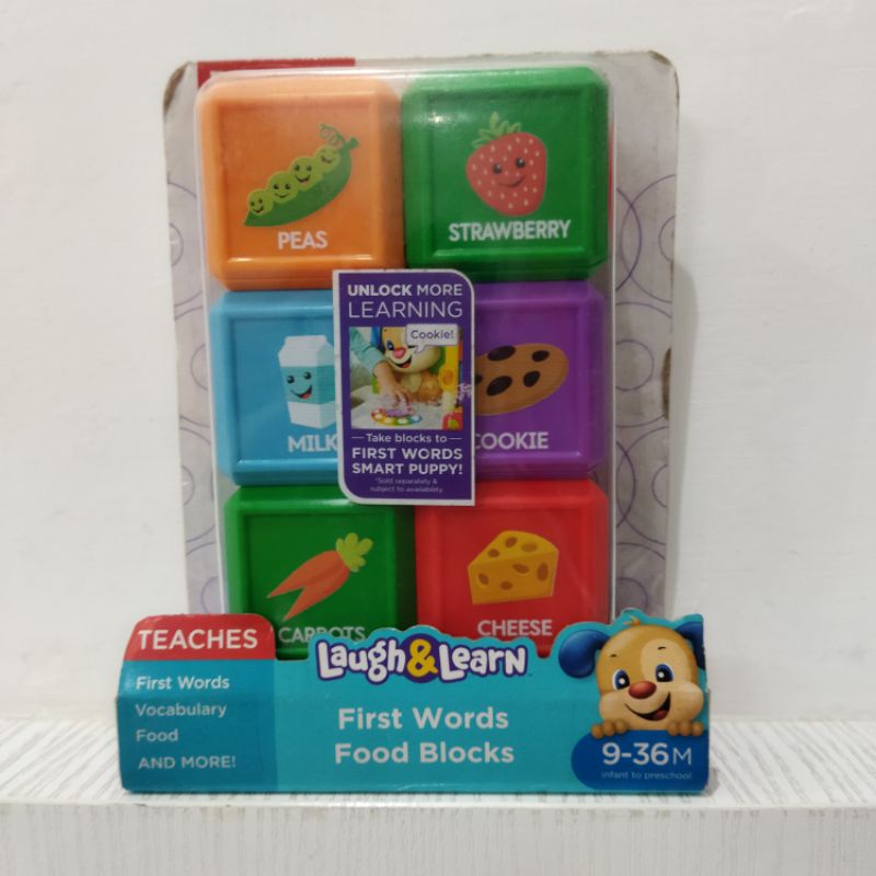 ori original fisher price first words food blocks mainan balok blok susun hadiah kado baby toy bayi