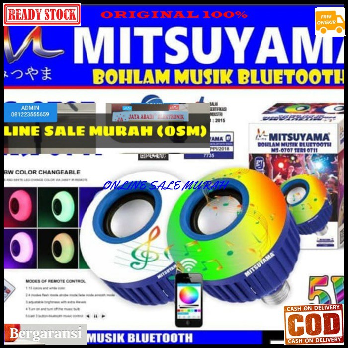 G405 Led music blub Lampu musik rumah bluetooth Bohlam speaker spk Bluetoot mini mp3 audio disco warna warni remote 5 watt wat sinar cahaya terang lamp dinding wall tembok portable original Bluetot blutut  BISA BLUETOOTH KE SEGALA JENIS HP  7cm x 7cm x 10