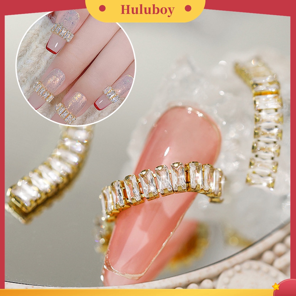 Huluboy Huluboy♡ Perhiasan Rantai Zircon 3D Tahan Pudar Untuk Dekorasi Nail Art