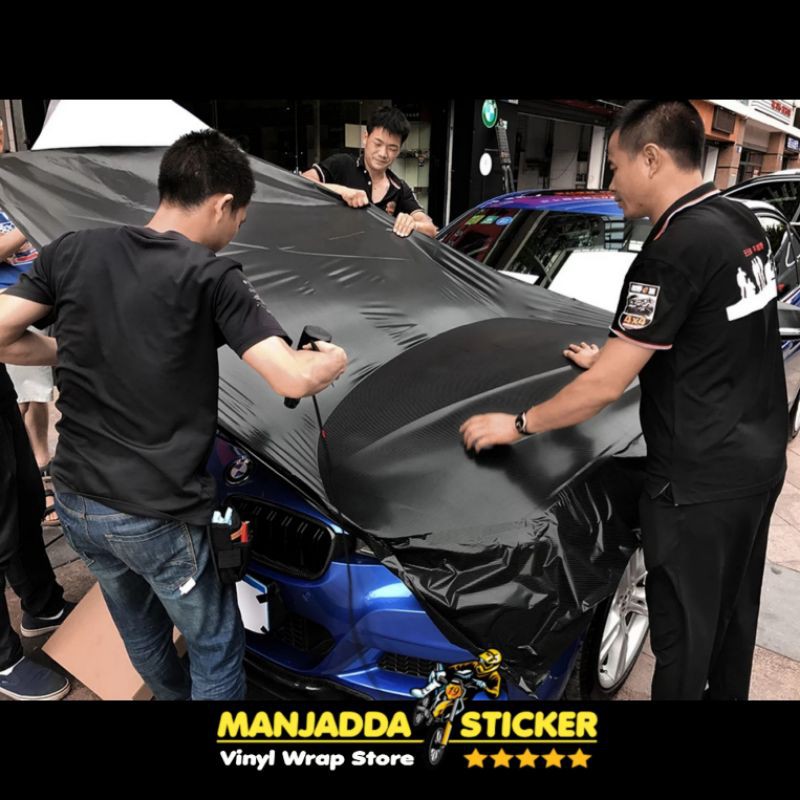 Stiker Skotlet Motor Stiker Serat Carbon 3D untuk kap dan atap body mobil