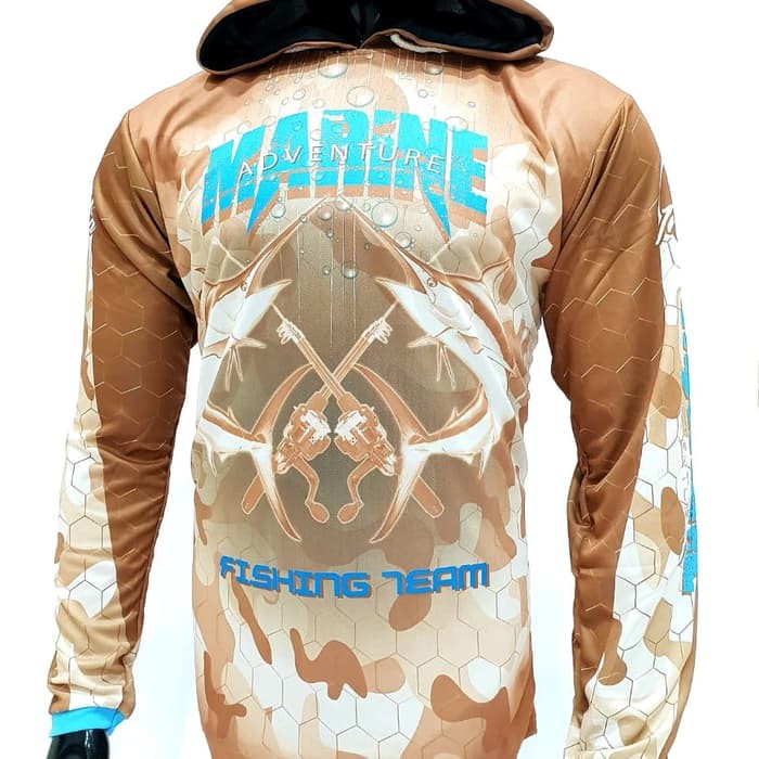 KAOS JERSEY MANCING-BAJU KAOS MANCING BERTOPI MARINE COKLAT GRADE ORI