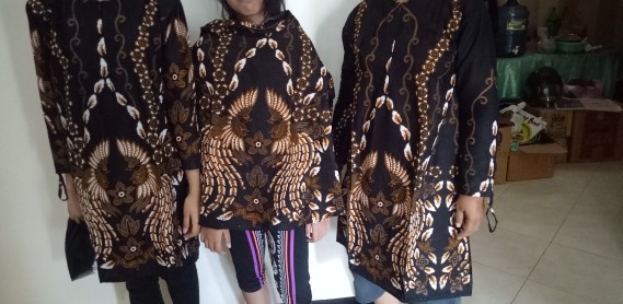 Batik Couple Keluarga Sania Ruffle Ori Ndoro Jowi Dnt - Motif Manuk Rantai Kuning
