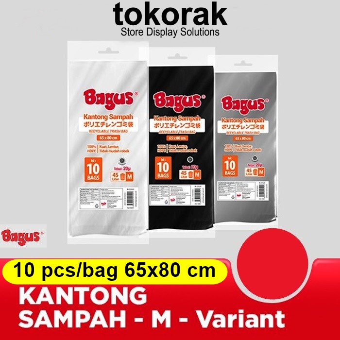 BAGUS KANTONG PLASTIK SAMPAH M UK 65 X 80 CM 45 LITER 10 PCS