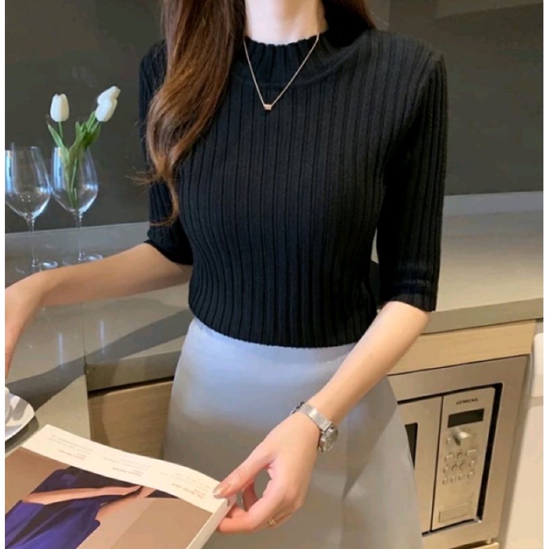 Inner Baju Manset rajut Lengan 3/4 Atasan Baju Rajut Wanita