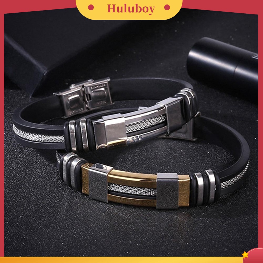 Hu Hu Hu Hu Hu Alat Bantu Pasang Kacamata♡ Gelang Bahan Stainless Steel Dan Silikon Untuk Pria